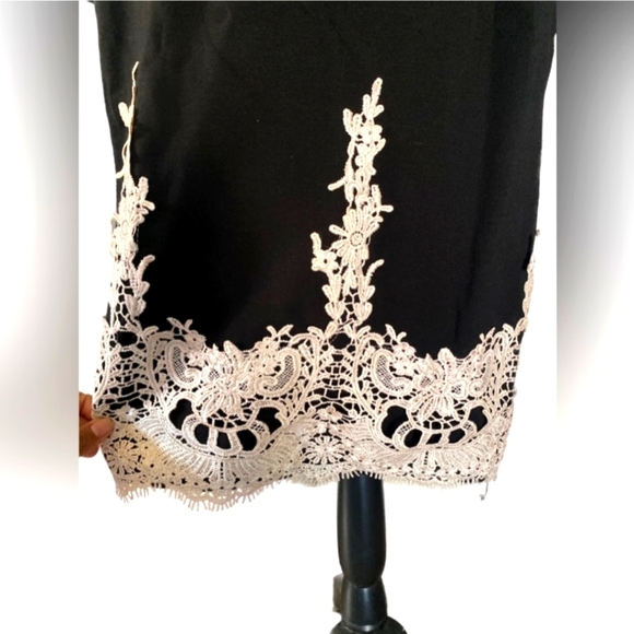 Locks Of Love Crochet Trim Midi Mini Dress Black and Taupe - Picture 5 of 6